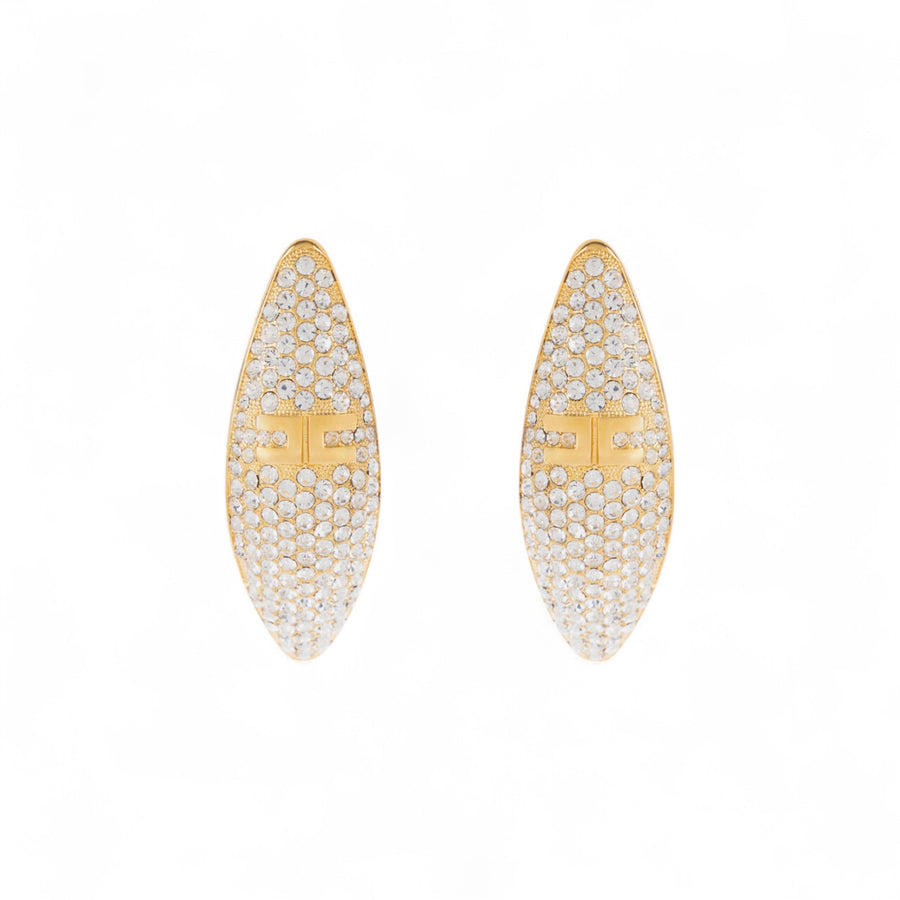 Micro orecchini donna in ottone con strass e logo