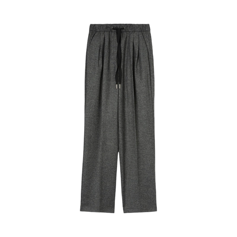 Pantaloni donna ampi pull-on in flanella effetto sale e pepe