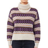 Maglia donna a collo alto con motivo geometrico