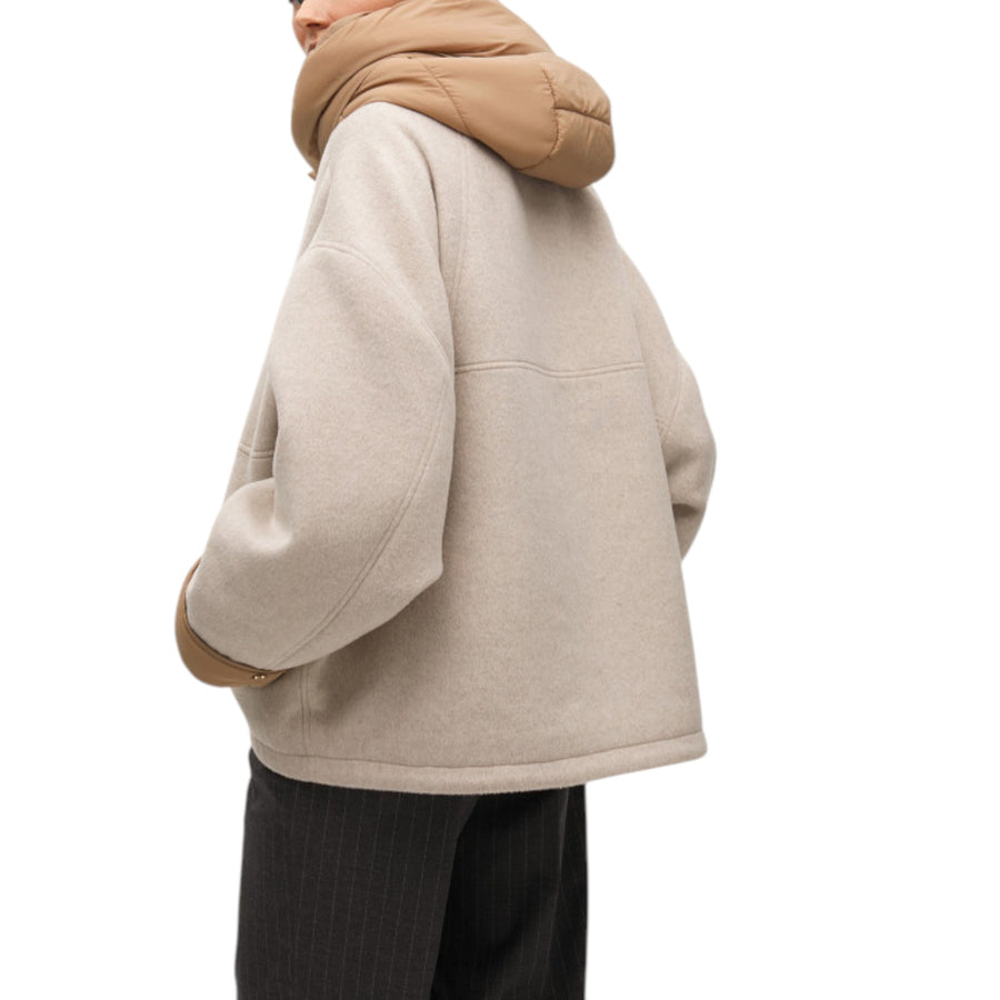 Cappotto donna Corto Bimateriale con Cappuccio