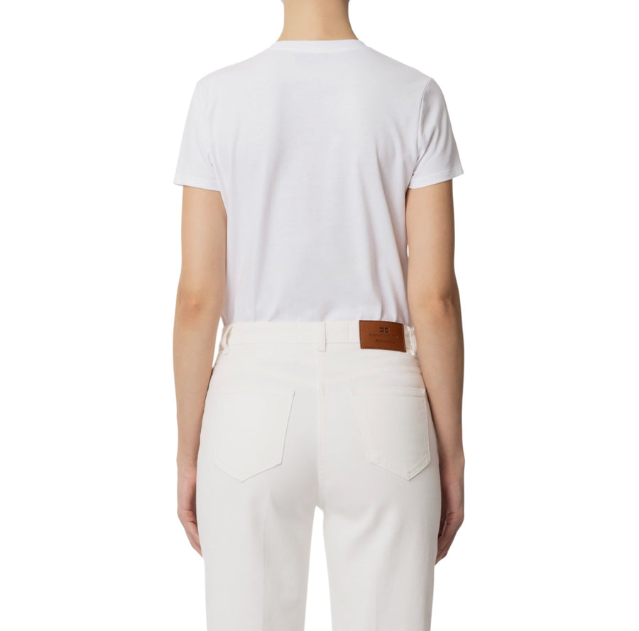 T-shirt donna in jersey con spilla gioiello