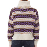 Maglia donna a collo alto con motivo geometrico