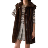 Gilet donna lungo in pelliccia sintetica