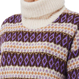 Maglia donna a collo alto con motivo geometrico