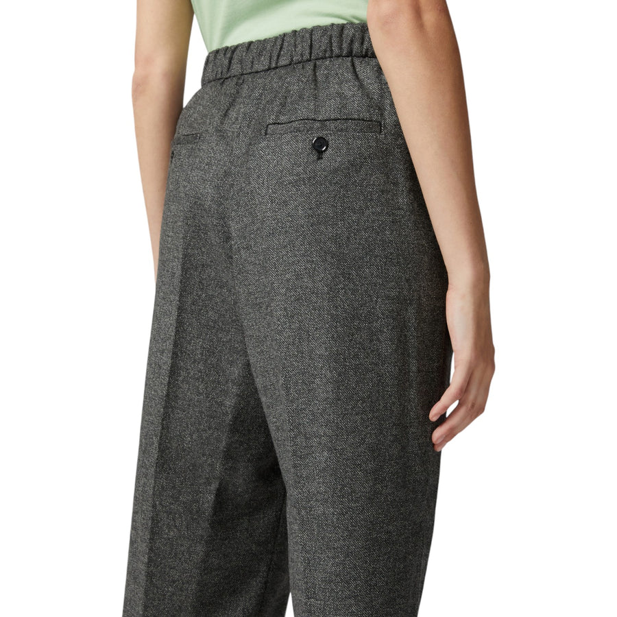 Pantaloni donna ampi pull-on in flanella effetto sale e pepe