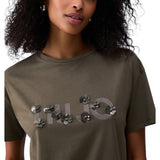 T-shirt donna con applicazioni gioiello
