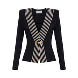 Top donna in maglia con bande a righe