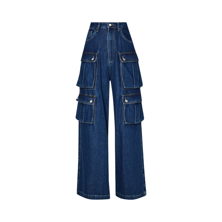 Jeans donna cargo in cotone stretch