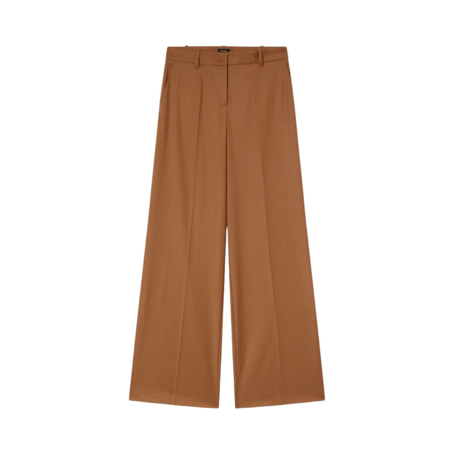 Pantaloni donna palazzo in flanella lana stretch