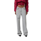 Jeans donna a vita doppia con logo ricamato