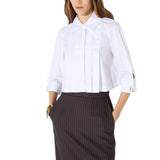 Camicia donna in cotone con pieghe