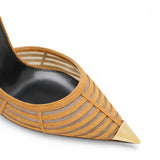 Slingback donna in suede e tulle