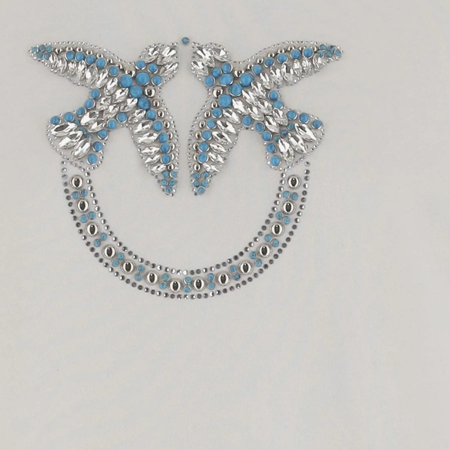 Felpa donna girocollo con ricamo gioiello Love Birds