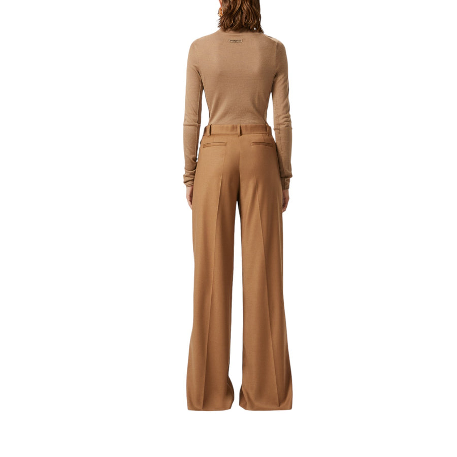 Pantaloni donna palazzo in flanella lana stretch