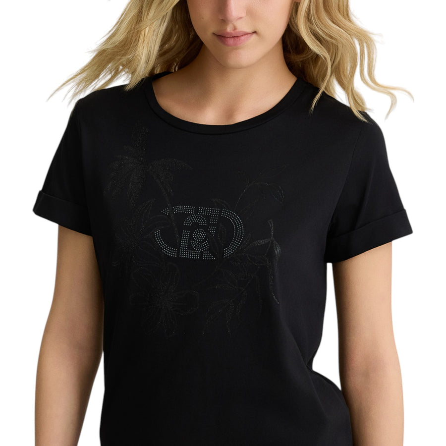 T-shirt donna in cotone con strass