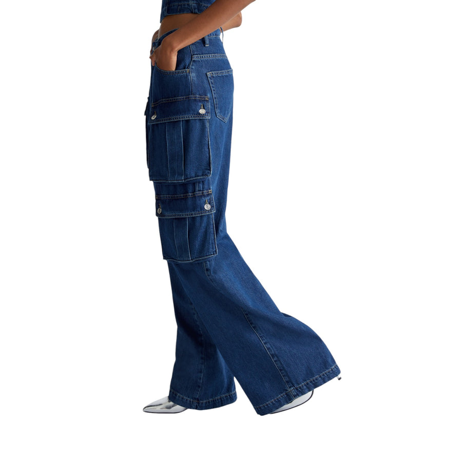 Jeans donna cargo in cotone stretch