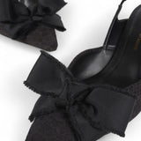 Scarpa donna con Tacco Slingback con Fiocco Satinato