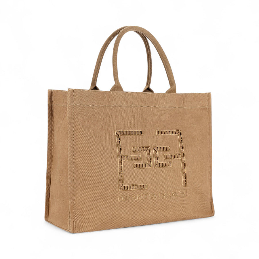 Tote donna in cotone con ricami à jour
