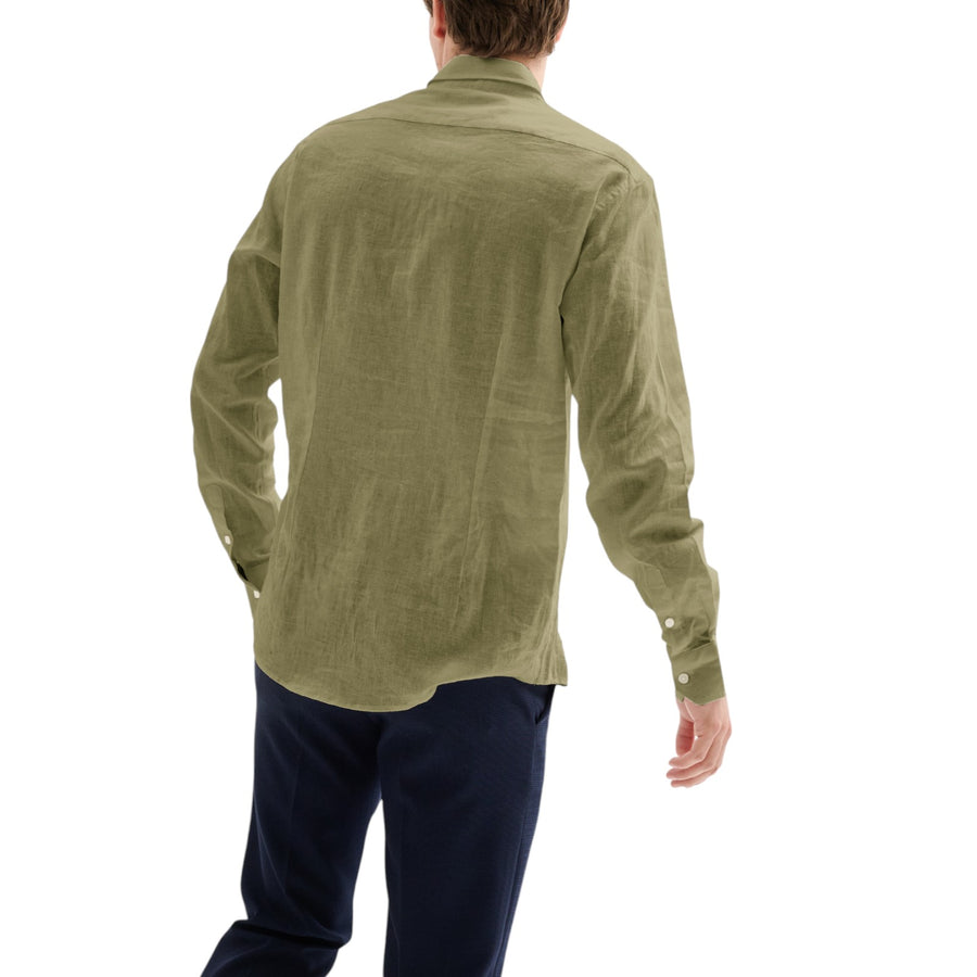 Camicia Uomo Lino Collo alla Francese Bianca QB24