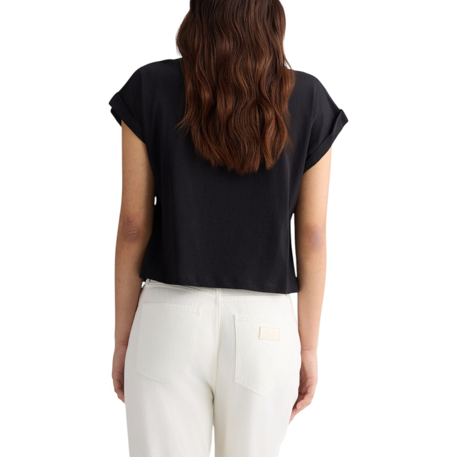 T-shirt donna con logo e strass