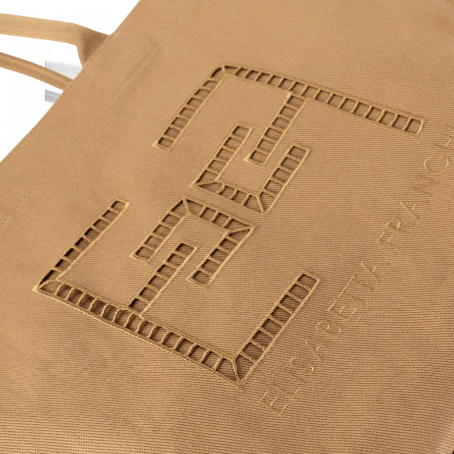 Tote donna in cotone con ricami à jour