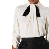 Blusa donna in georgette con cravattino