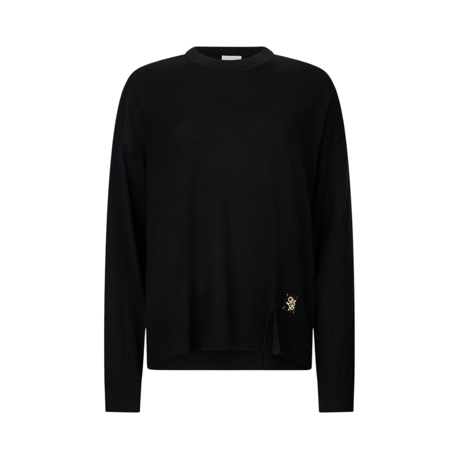 Maglia donna a maniche lunghe con colletto a girocollo