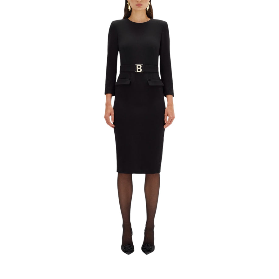 Abito donna midi in wool cady stretch