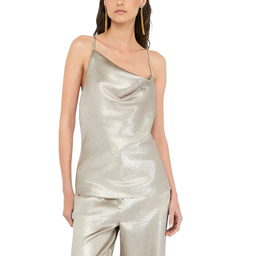 Top donna in crêpe laminato