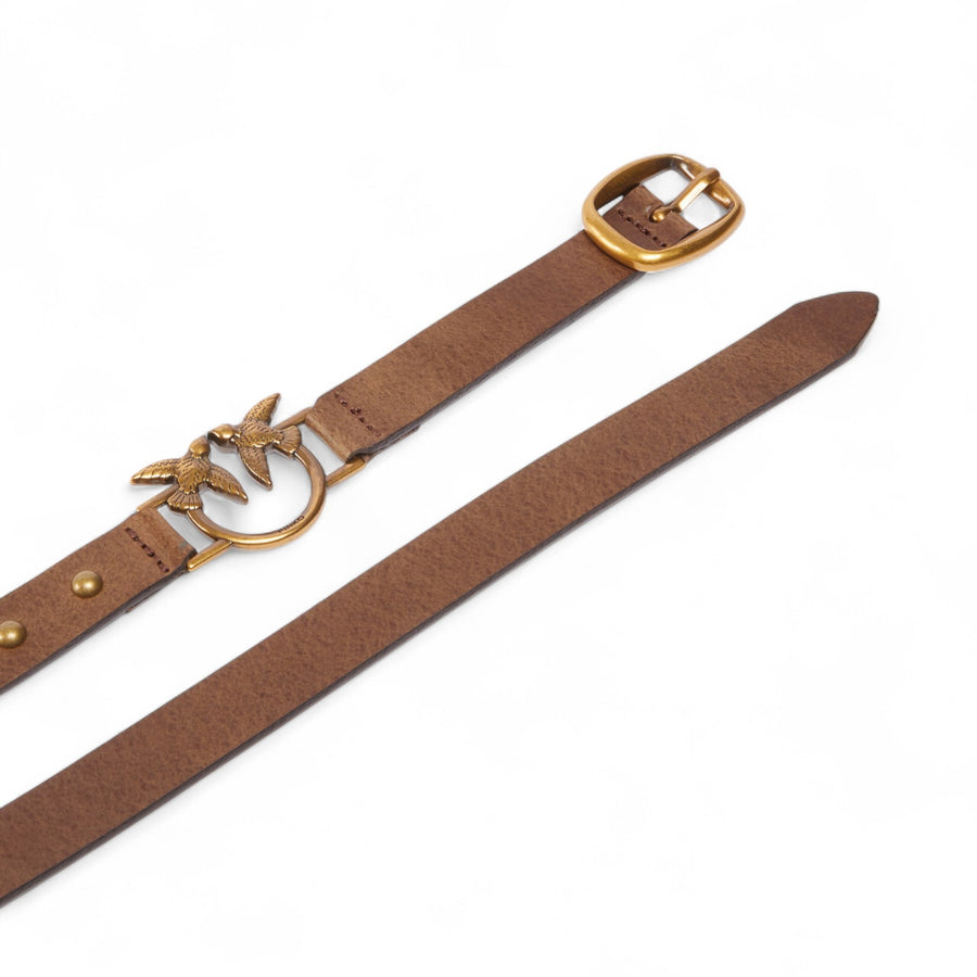 Cintura donna lunga in cuoio con applicazioni 2cm