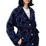 Cappotto donna similpelliccia jacquard logo