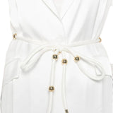 Blazer donna in satin lucido con cintura e boule