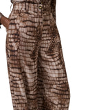Pantaloni donna in jersey leggero con stampa alligatore