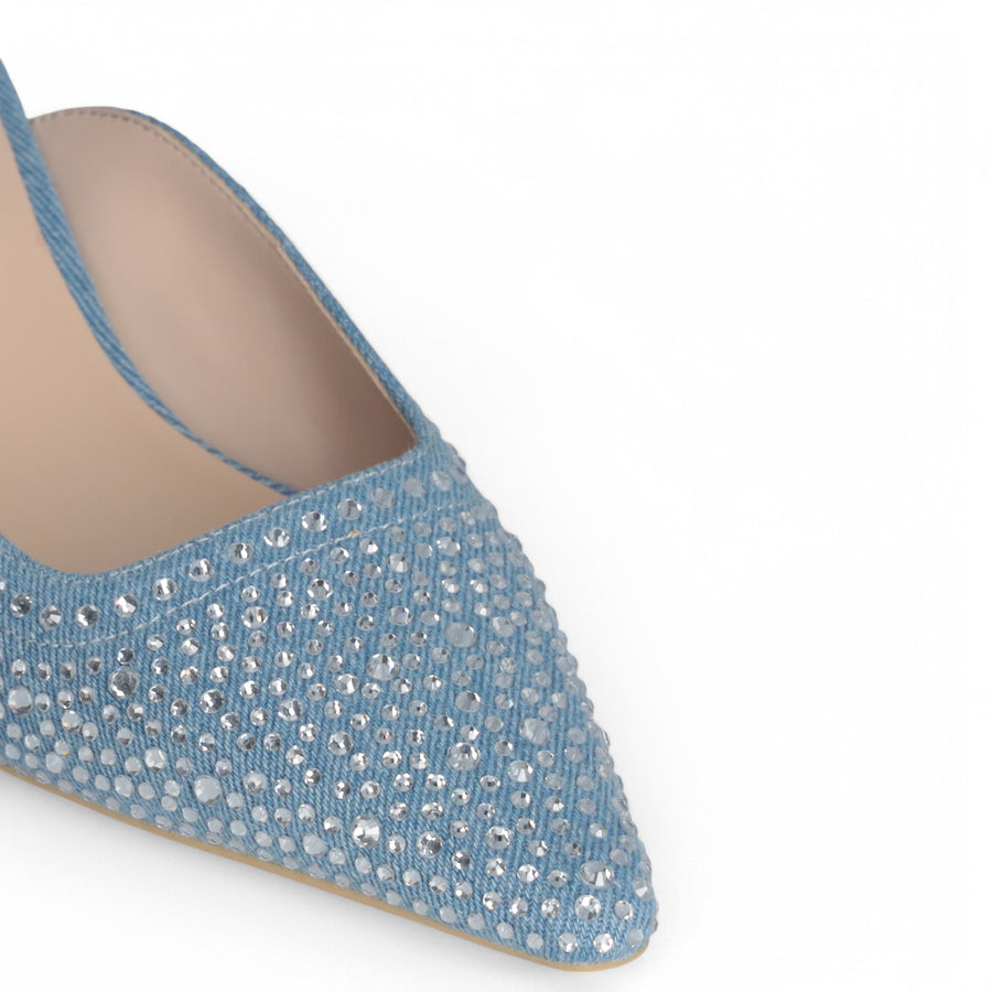 Mule donna  in denim full strass