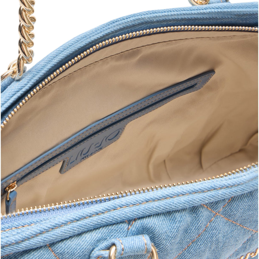 Shopping bag donna in denim matelassé