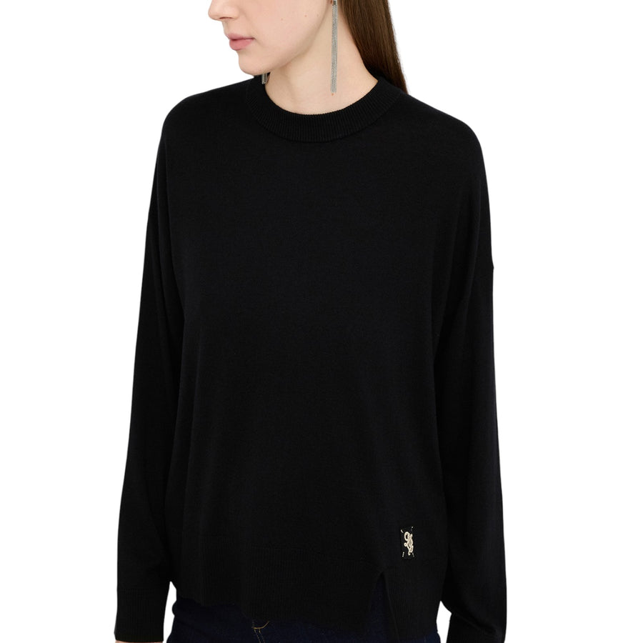 Maglia donna a maniche lunghe con colletto a girocollo