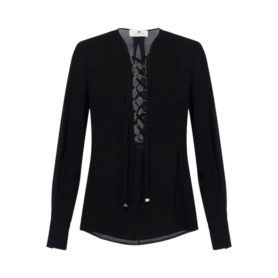 Blusa donna in georgette con lacci