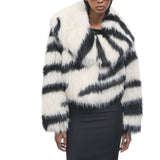 Giubbotto donna fluffy corto zebrato