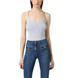 Top donna in maglia a costine con dettagli à jour