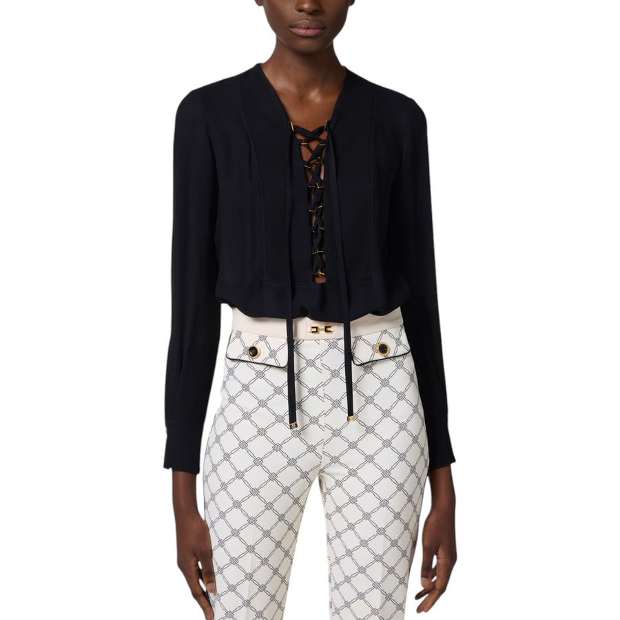 Blusa donna in georgette con lacci