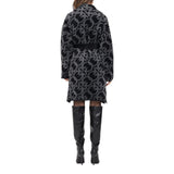 Cappotto donna similpelliccia jacquard logo