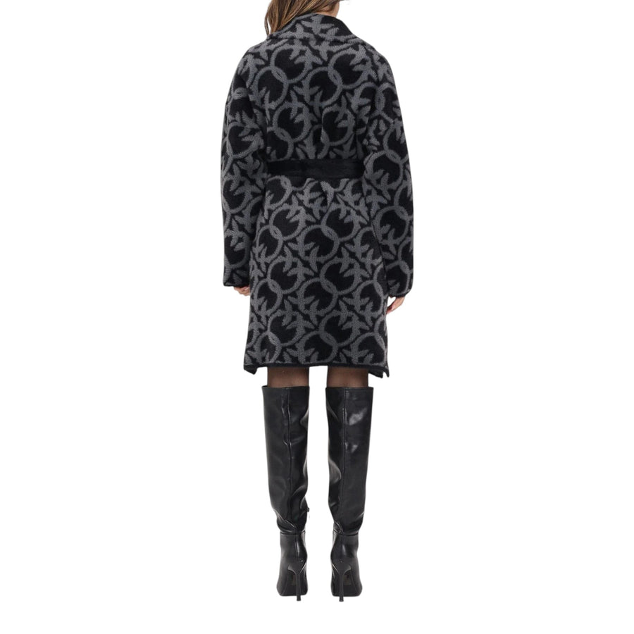 Cappotto donna similpelliccia jacquard logo
