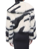 Giubbotto donna fluffy corto zebrato