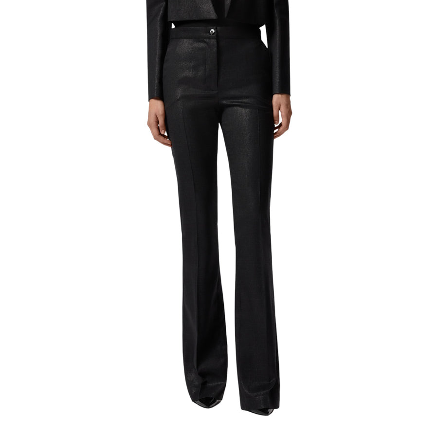 Pantaloni donna dritti gessati effetto brillante