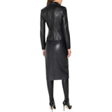Giacca donna in pelle con dettagli logo