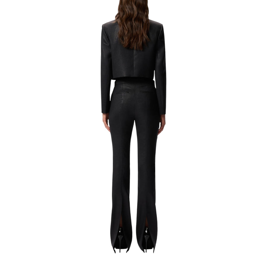 Pantaloni donna dritti gessati effetto brillante