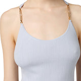 Top donna in maglia a costine con dettagli à jour