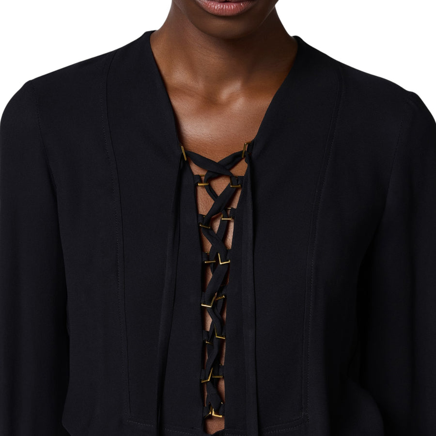Blusa donna in georgette con lacci