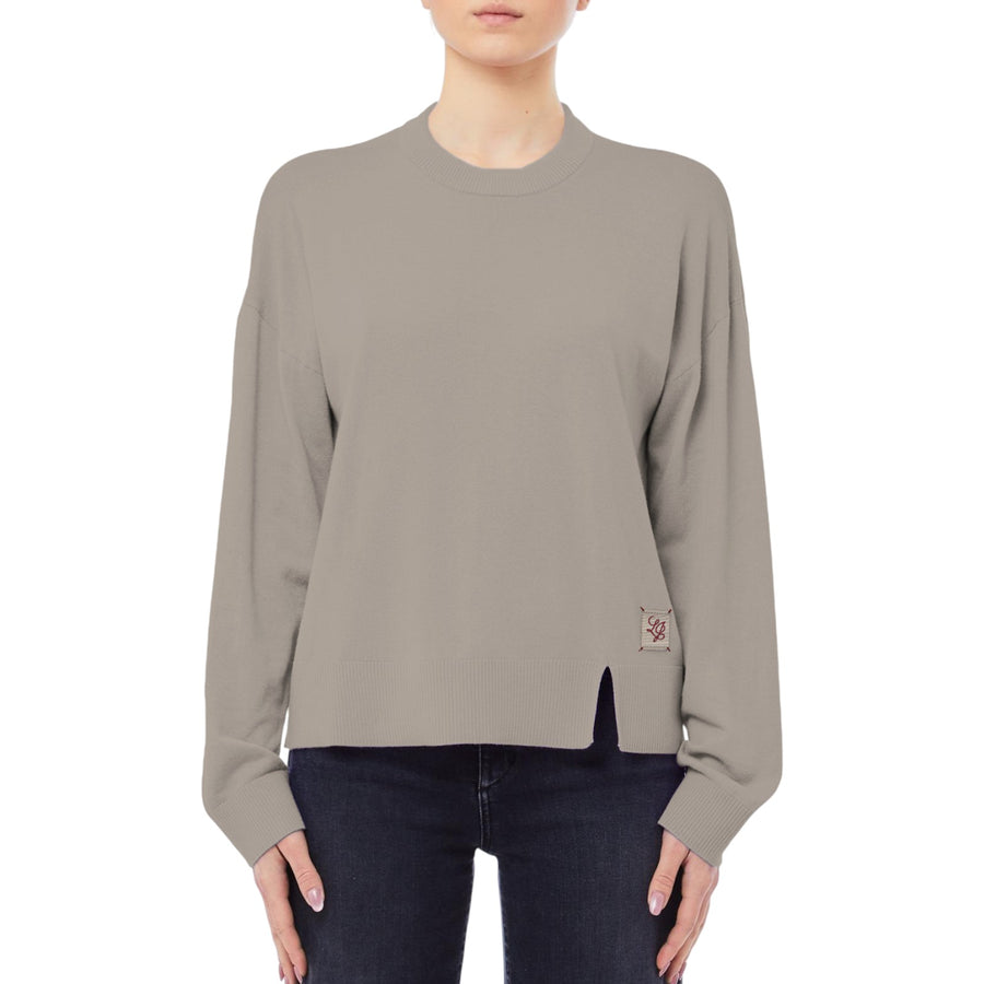 Maglia donna a maniche lunghe con colletto a girocollo