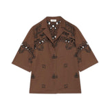 Camicia donna in cotone traforata